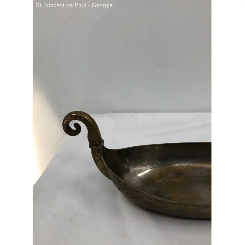 Vintage Mid Century Modern Brass Viking Boat Bowl 16
